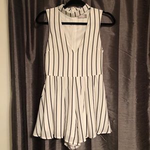 LF Rumor Striped Choker Romper
